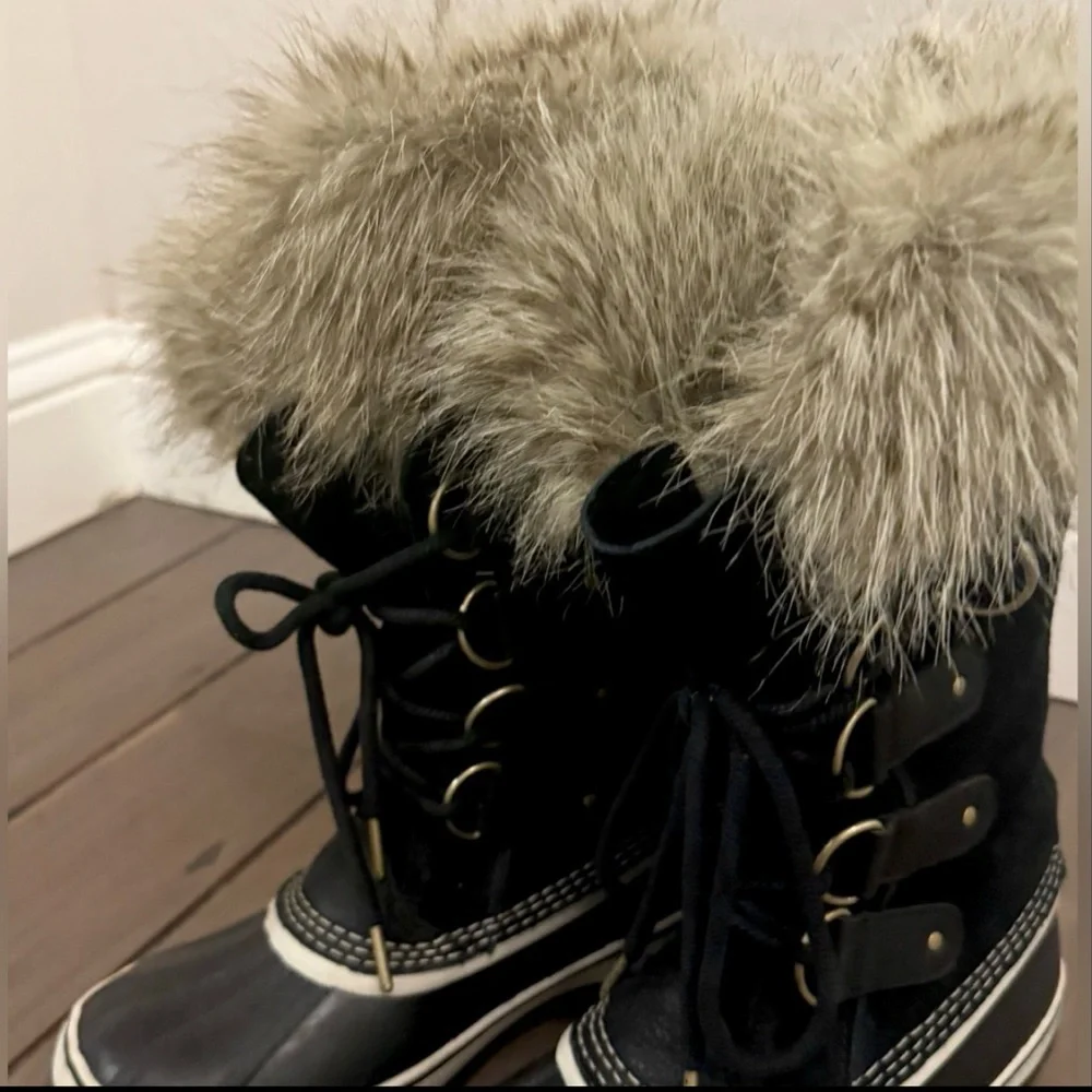 SOREL Joan of Arctic™ Waterproof Black Suede Boot Snow-Rain Boot, Size 9